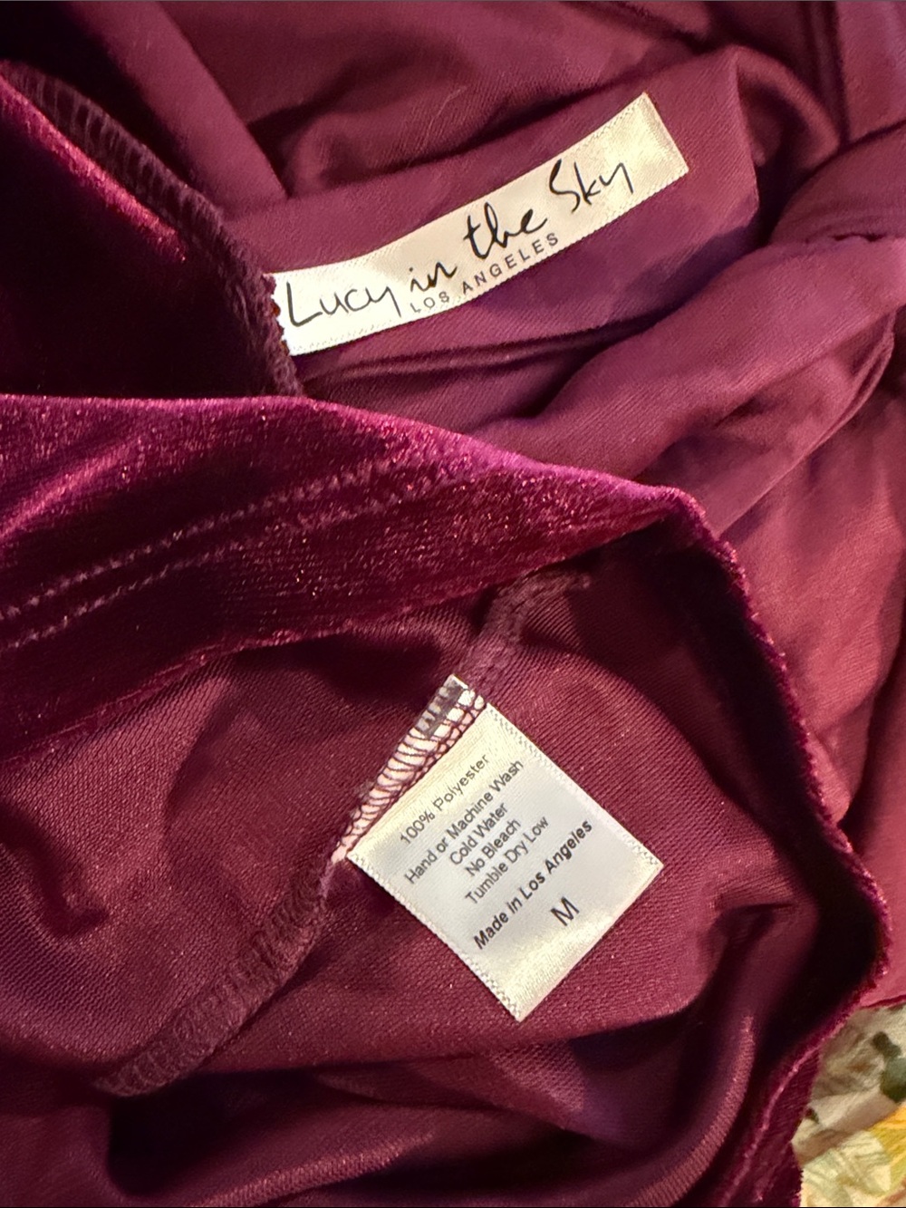 Lucy in the Sky Deep Wine Velvet Romper - Picture 5 of 5
